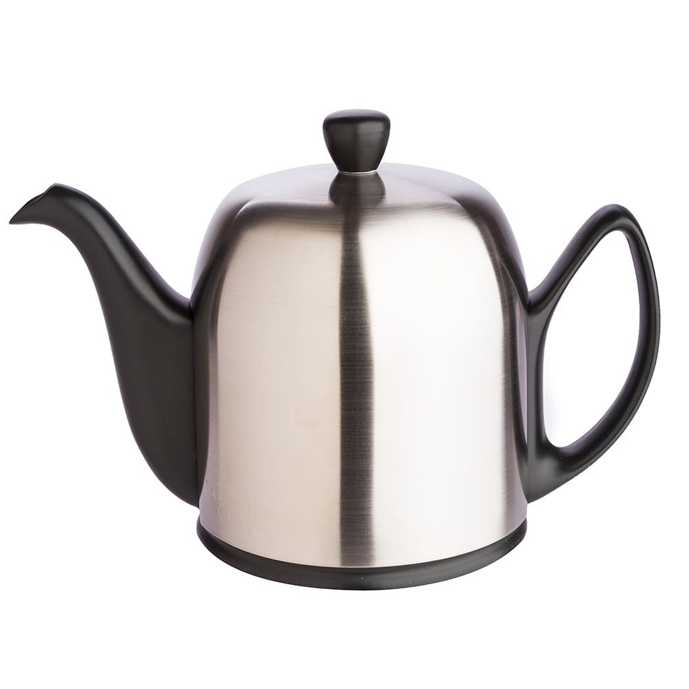Degrenne Salam Black Teapot with Matt Steel Cover 6 Cups Peter's of
