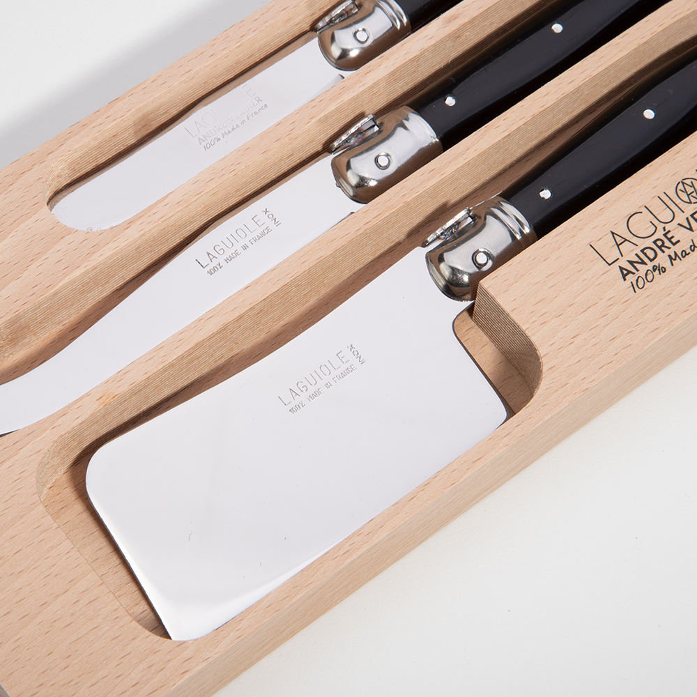 Laguiole Debutante Cheese Knife Black Set 3pce Peter's of Kensington