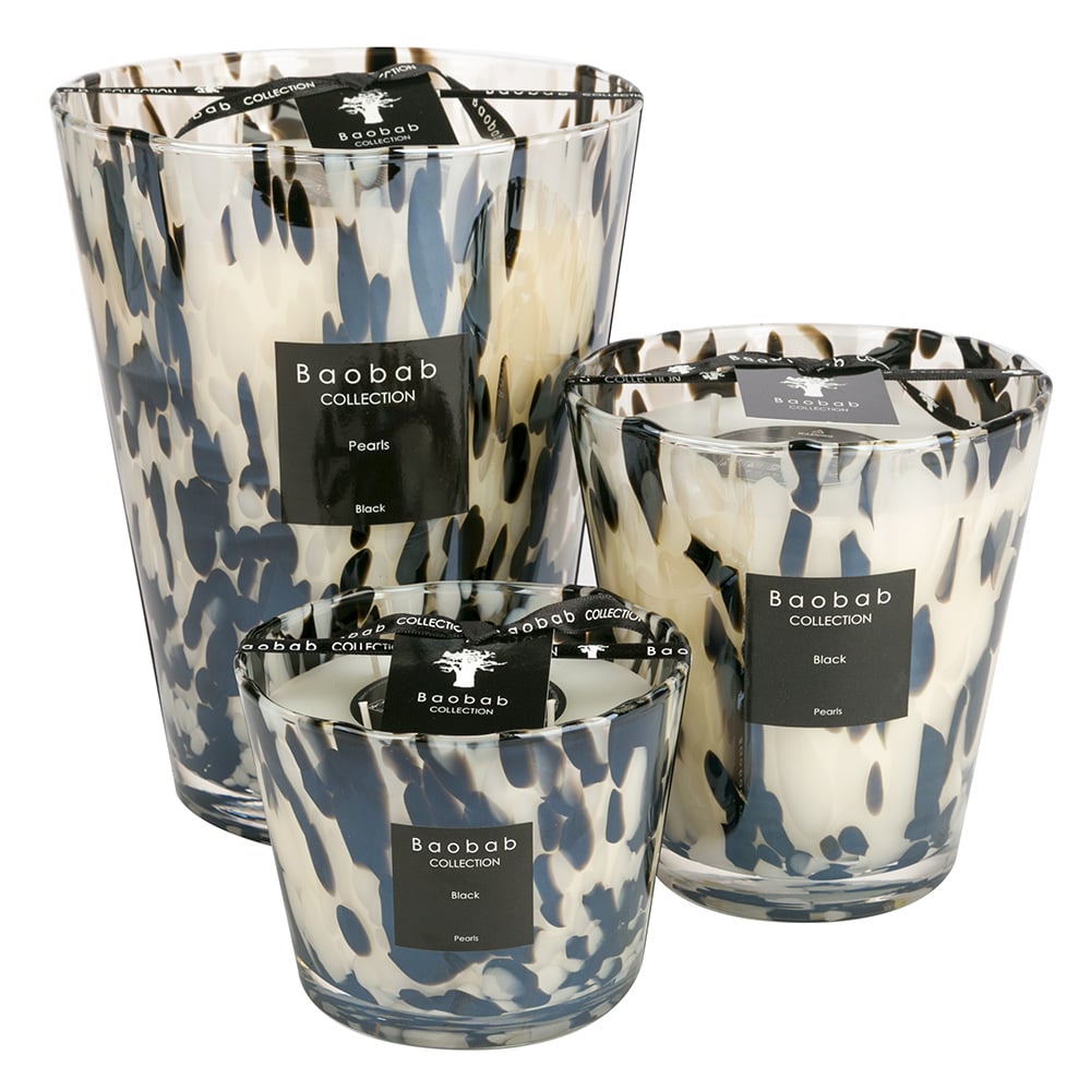 Baobab Pearls Black Candle 16cm Peter's of Kensington