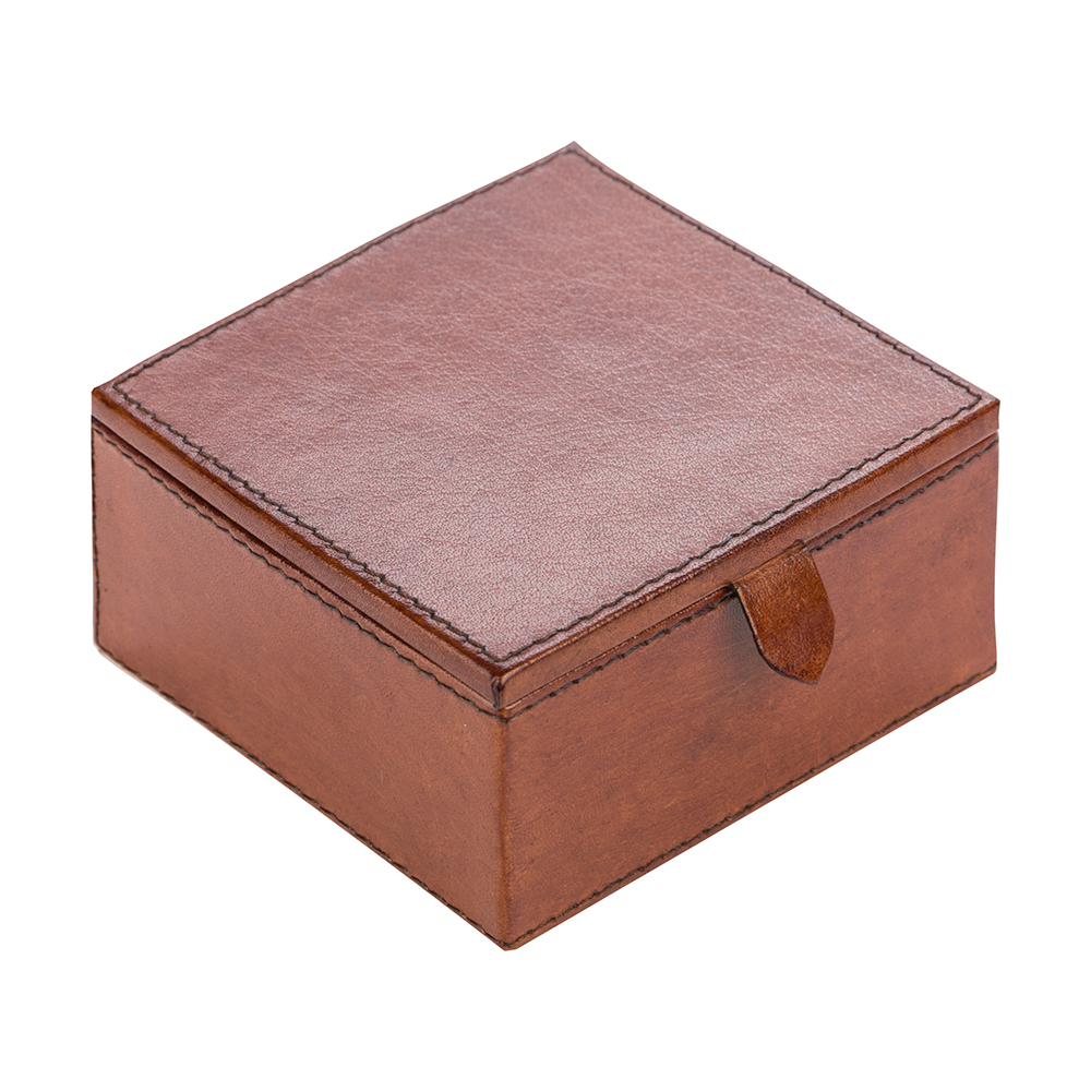 Rossini Leather Square Travel Jewellery Box Peter's of Kensington