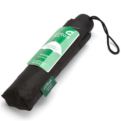 Clifton Deluxe MiniMaxi Windproof Umbrella Black - Peter's of Kensington