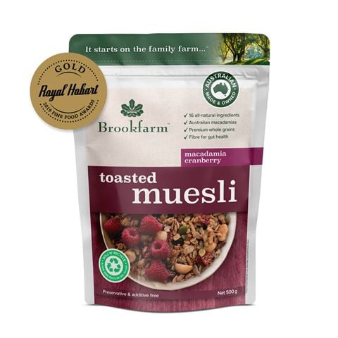 Brookfarm Toasted Muesli Macadamia Cranberry 500g - Peter's of Kensington