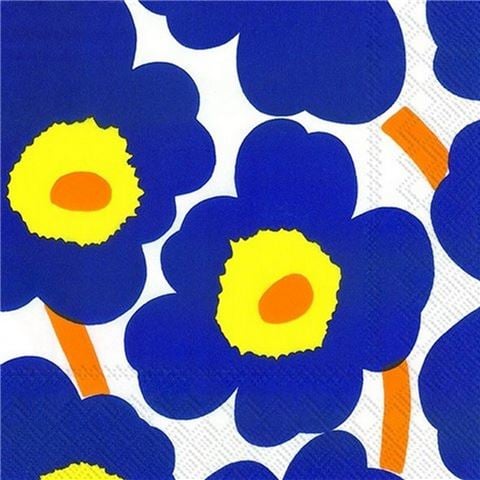 Marimekko - Unikko Lunch Napkin Dark Blue 20pce