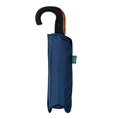 Clifton Auto Open Auto Close Wooden Trim Navy Umbrella - Peter's of Kensington