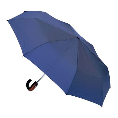 Clifton Auto Open Auto Close Wooden Trim Navy Umbrella - Peter's of Kensington