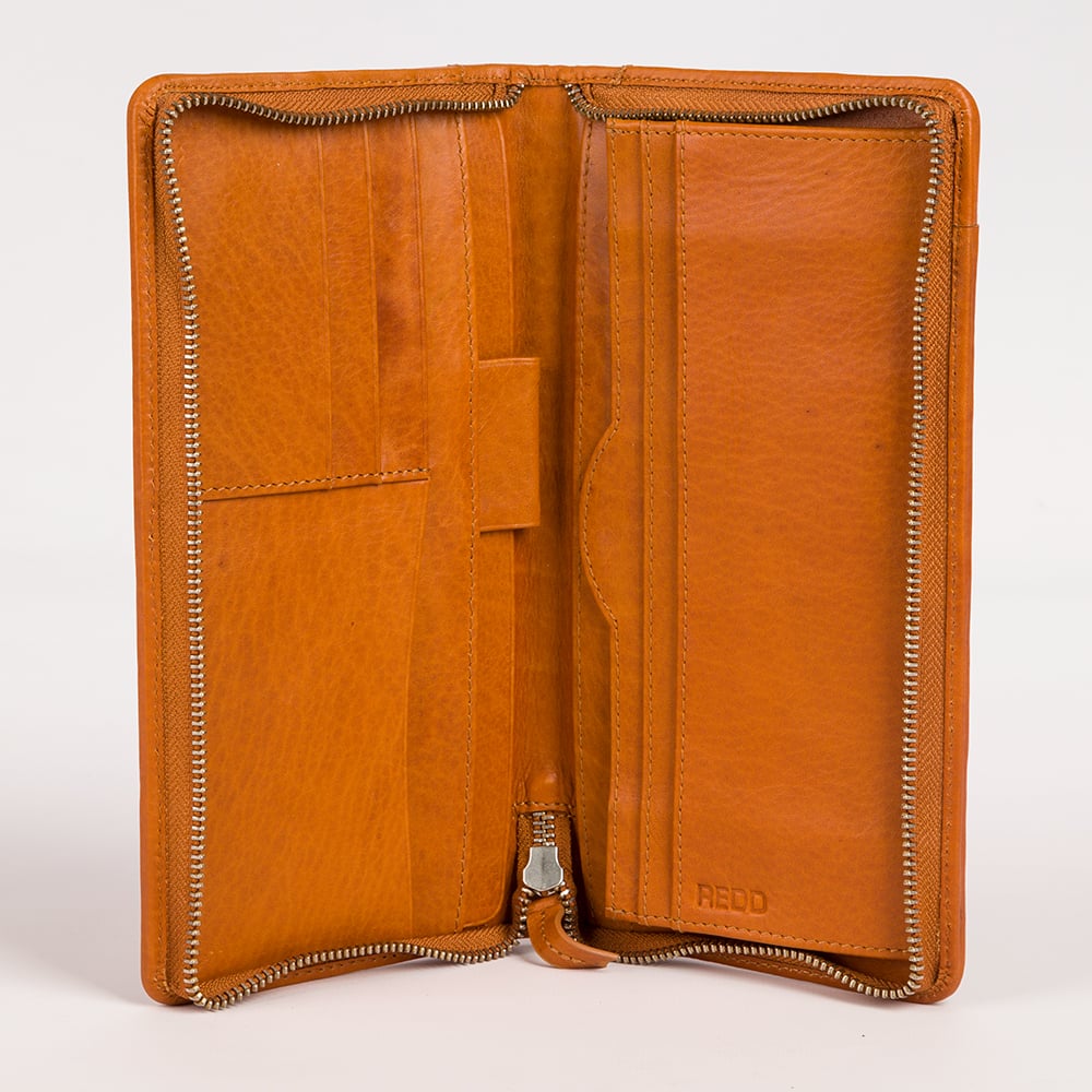 Redd Leather Natural Milled Travel Wallet Cognac Tan Peter's of