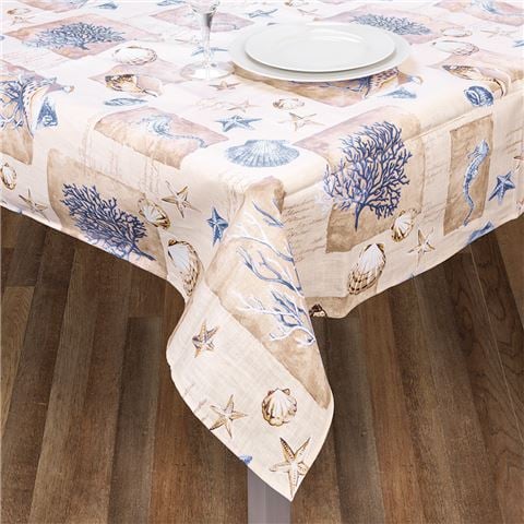 L'Ensoleillade Shell Blue Tablecloth Coated 250x145cm - Peter's of Kensington