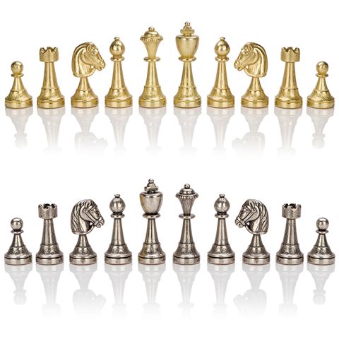 Italian Arabesque Staunton Gold & Silver Chess Set by Italfama