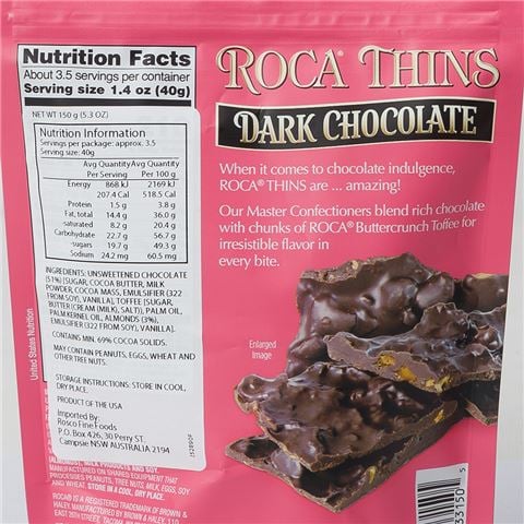 Brown & Haley - Dark Chocolate Roca Thins
