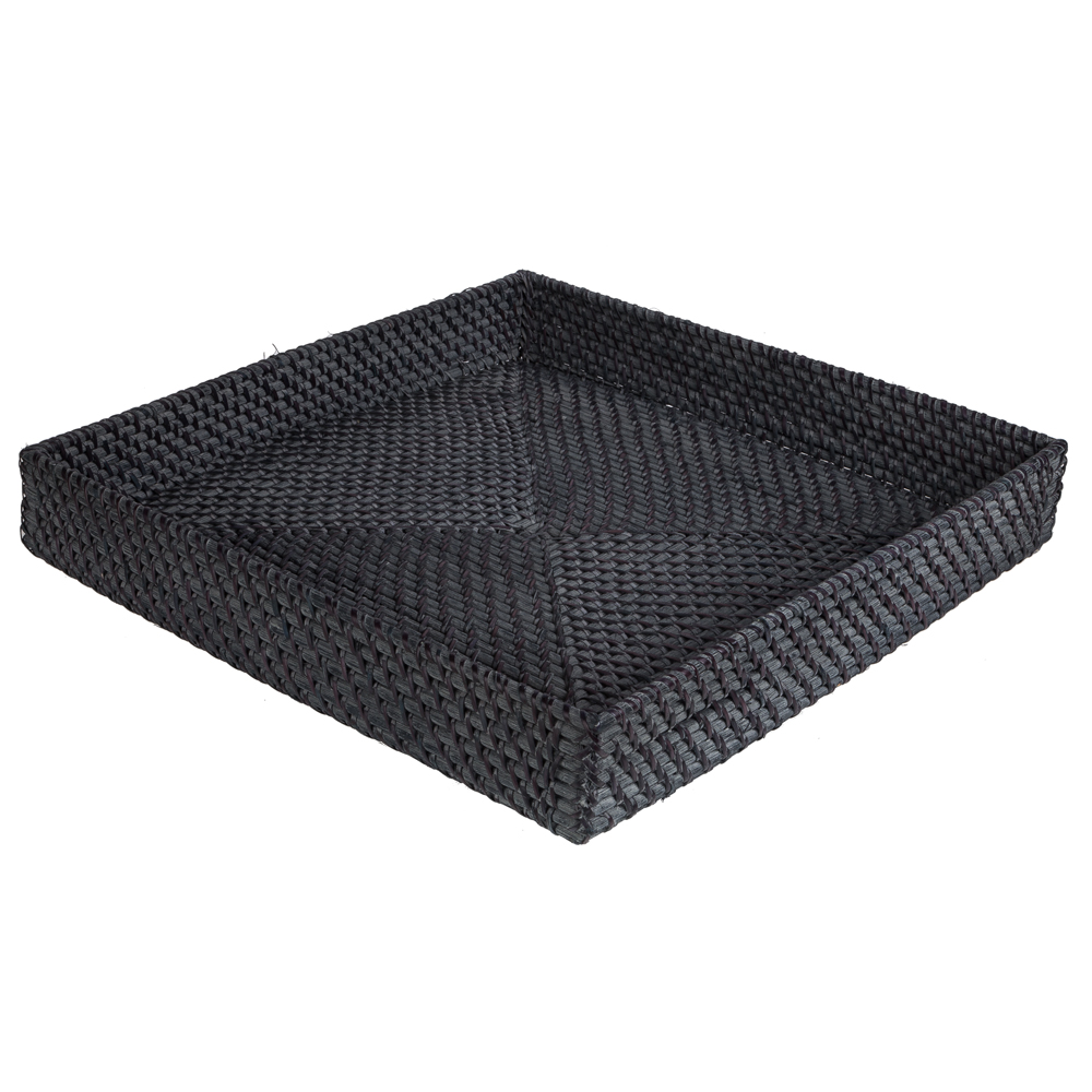 Rattan Tray Square Large Blackwash Peter's of Kensington