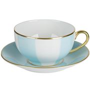 Limoges - Legle Stripe Pastel Blue Breakfast Cup & Saucer GR