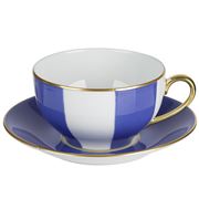Limoges - Legle Stripe Provencal Blue Breakfast Cup & Saucer