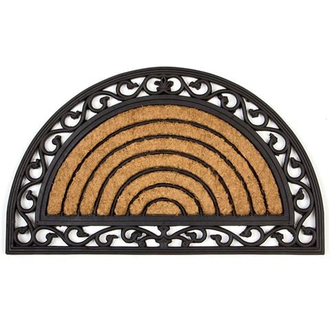 Kenware Coir Rubber Scroll Half Round Doormat 45x75cm - Peter's of Kensington