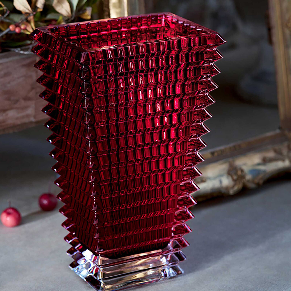 Baccarat Eye Vase Rectangular Small Red 20cm Peter's of Kensington