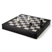 Renzo - Luxor Crocodile Leather Chess Set Black