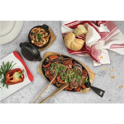 Pyrolux Pyrocast Oval Sizzle Plate with Maple Tray - Peter's of Kensington