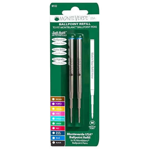 Monteverde - Ballpoint Refill Set For Montblanc Ballpoint Pens Turquoise 2pce