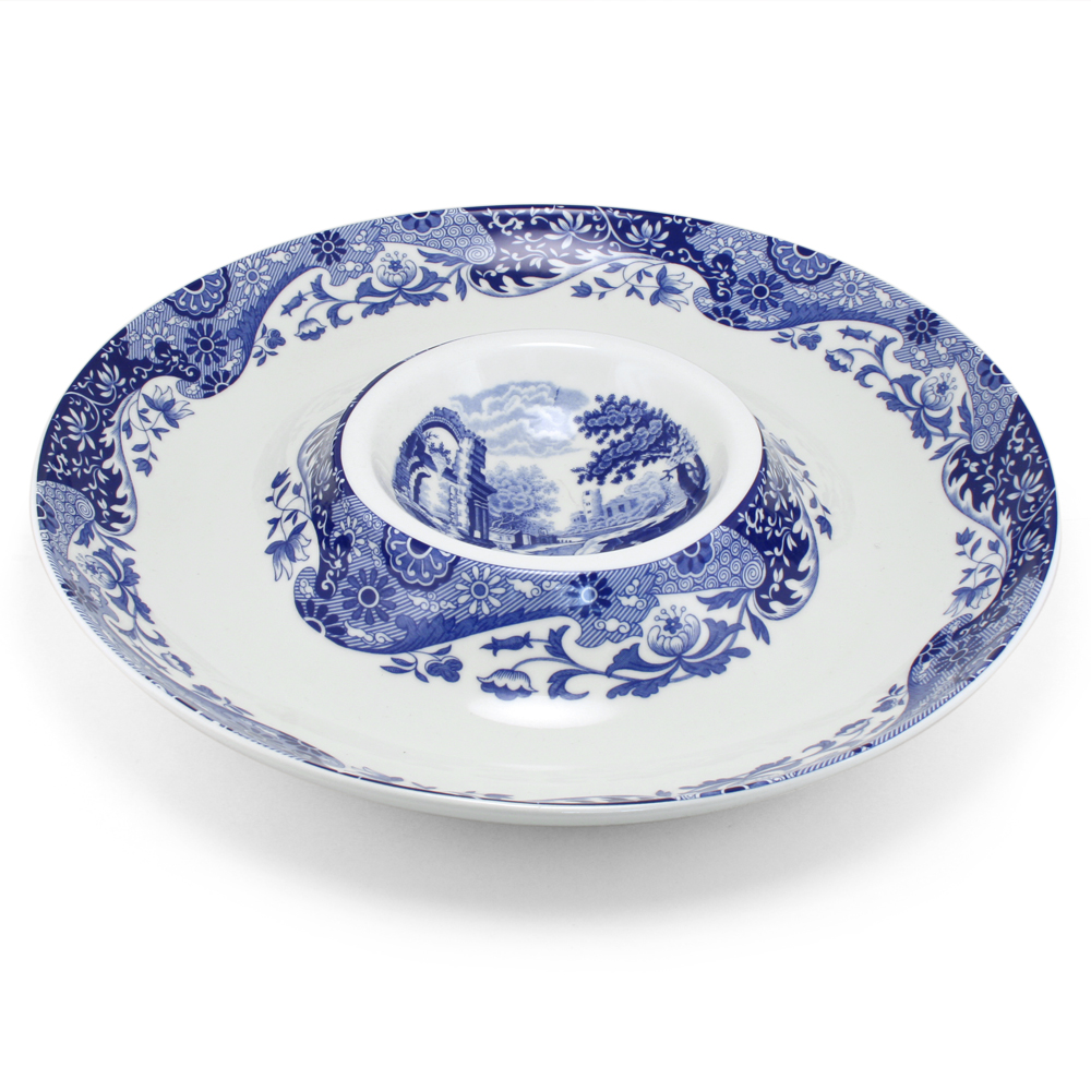 Spode Blue Italian Chip 'n' Dip Platter Peter's of Kensington