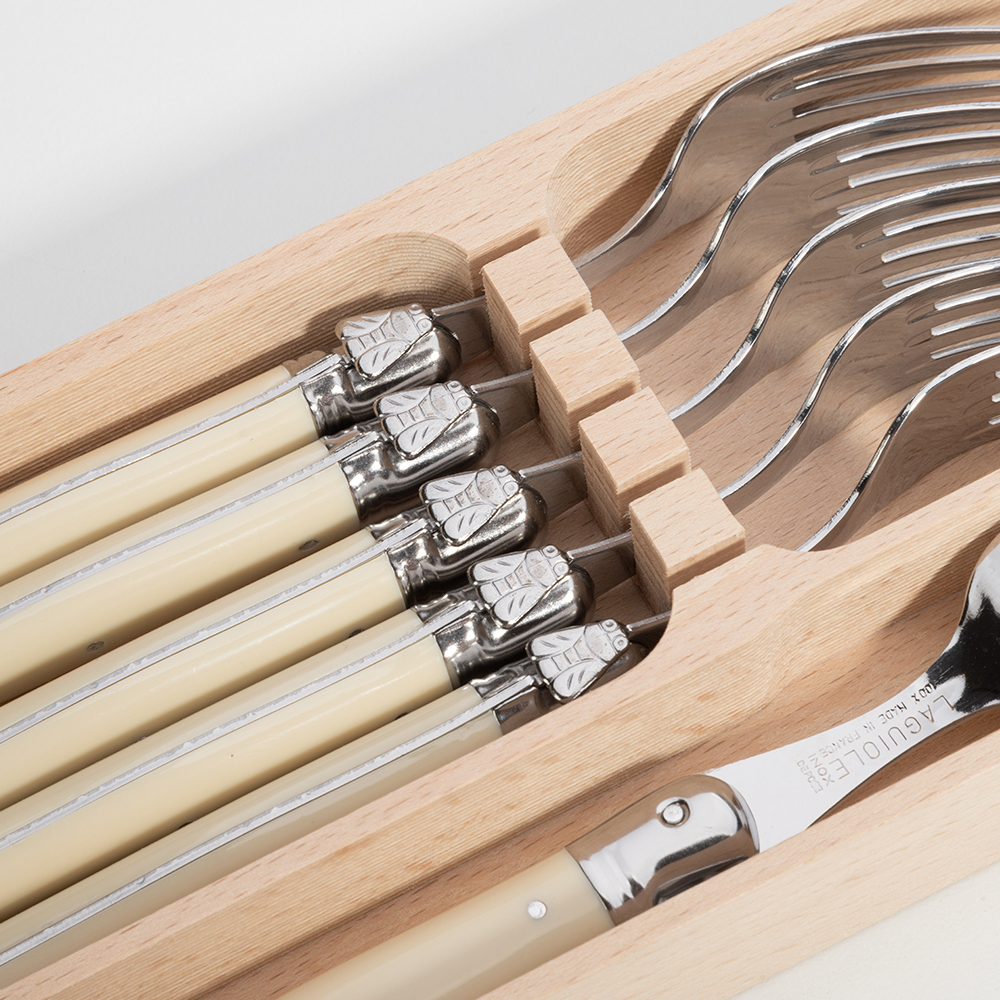 Laguiole Debutante Steak Fork Ivory Set 6pce Peter's of Kensington