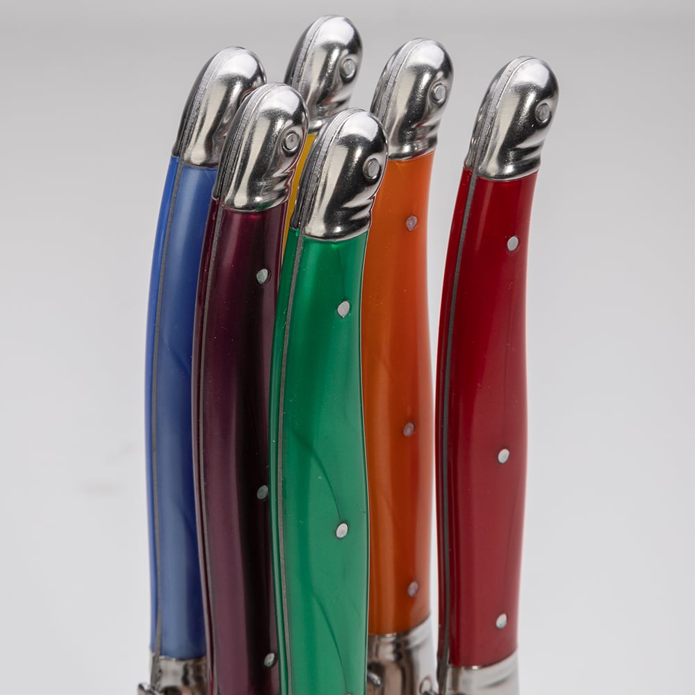 Laguiole Debutante Steak Knife Assorted Block Set 6pc Peter's of Kensington