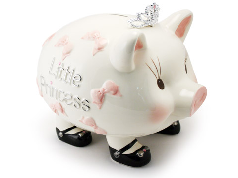 Mud Pie Little Princess Giant Piggy Bank W/Crown