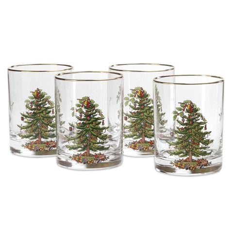 Spode Christmas Tree Double Old Fashioned Tumbler Set 4pce - Peter's of Kensington