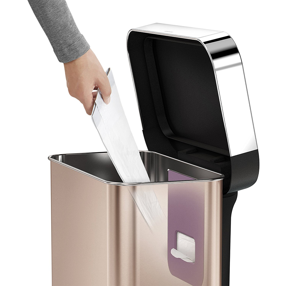 Simplehuman - Rectangular Rose Gold Step Can Rubbish Bin 45L | Peter's ...