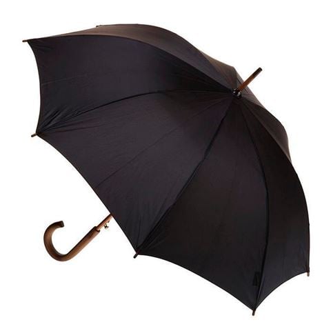 Clifton - Stylish Auto Open Wood Shaft Walking Umbrella Black
