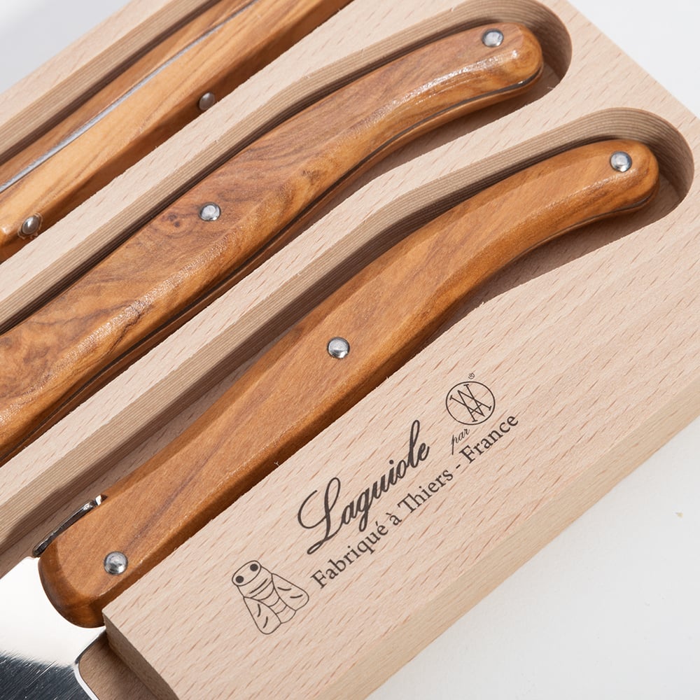 Laguiole Debutante Cheese Knife Olivewood Set 3pce Peter's of