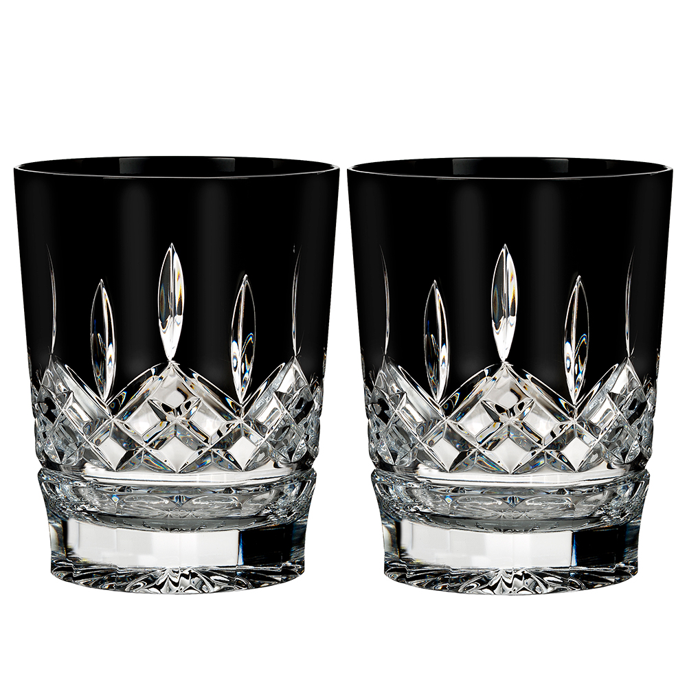 Waterford Lismore Black Double Old Fashioned Pair Peter's of Kensington