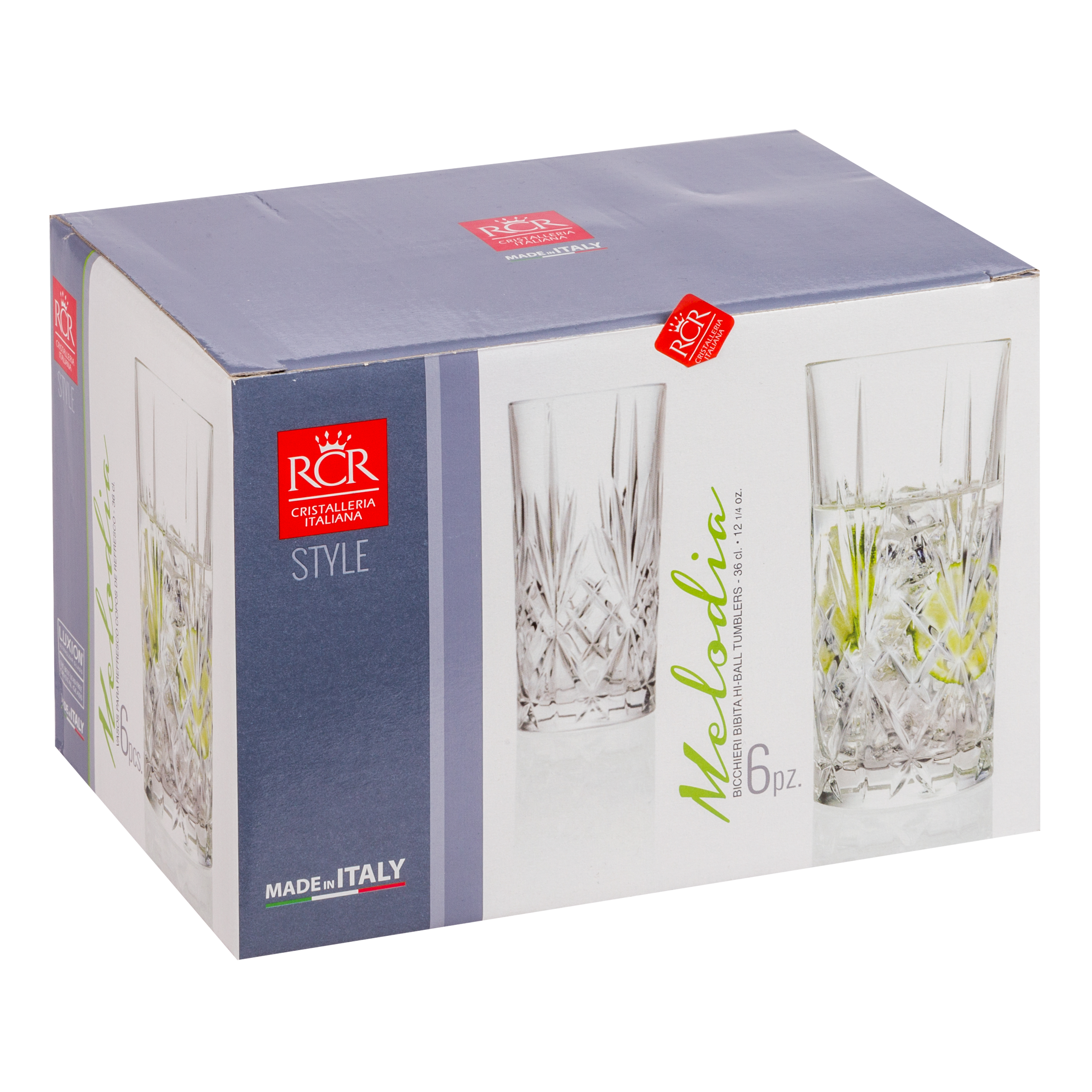 RCR Crystal Melodia Highball Tumbler Set 6pce 360ml Peter's of