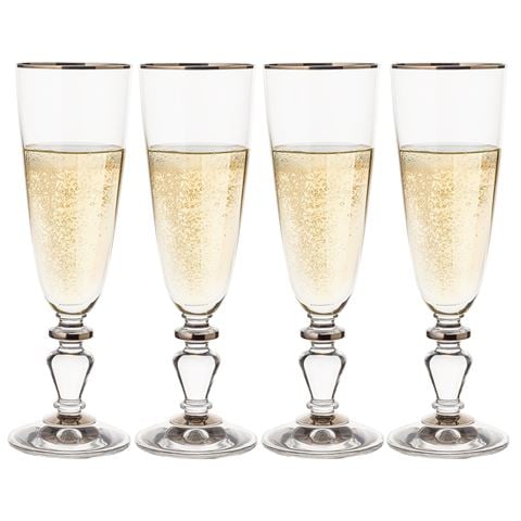 Francalia Elysee Platinum Rim Champagne Set 4pce 170ml - Peter's of Kensington