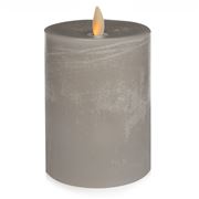 Liown - Moving Flame Pillar Candle Grey Chalky 11cm