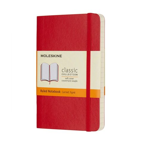 Moleskine - Classic Softcover Ruled Pocket Notebook Red