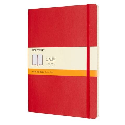 Moleskine - Classic Soft Cover Extra Large Ruled Notebook Scarlet Red
