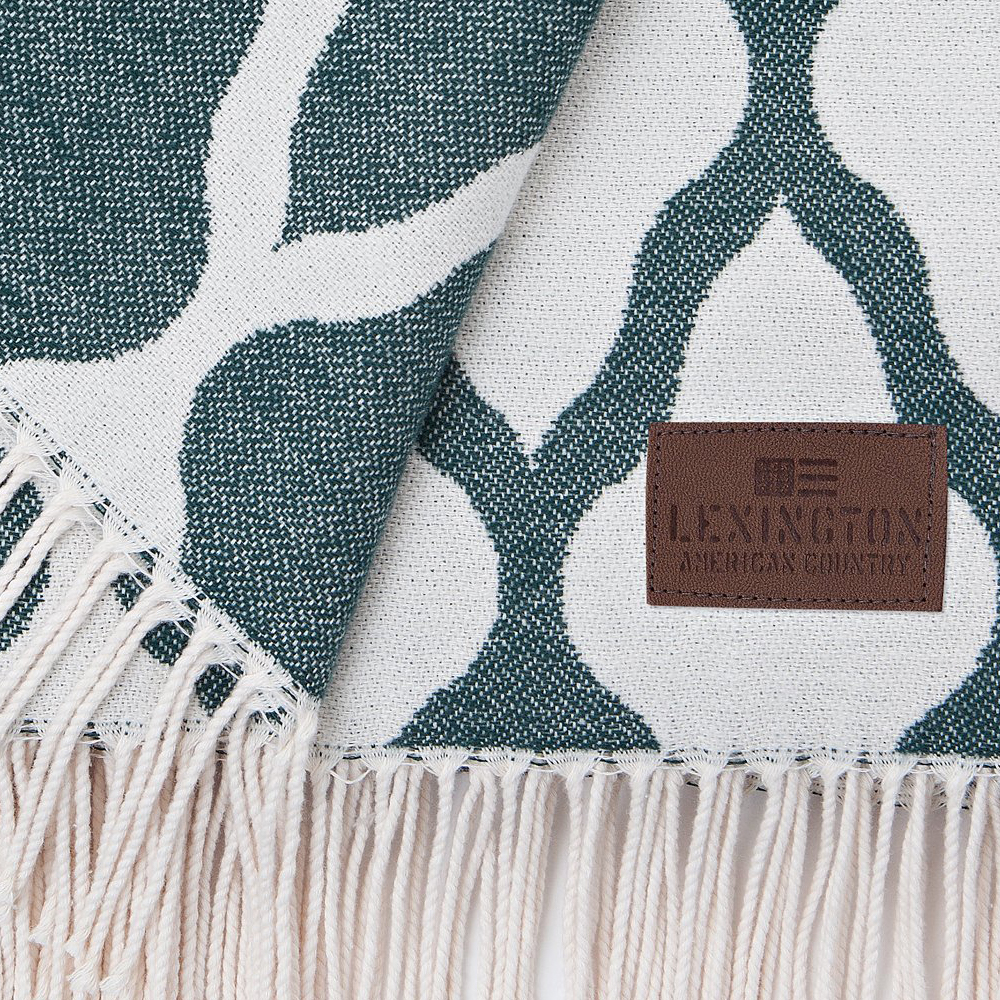 Lexington Jacquard Cotton Throw Green 130x170cm Peter's of Kensington