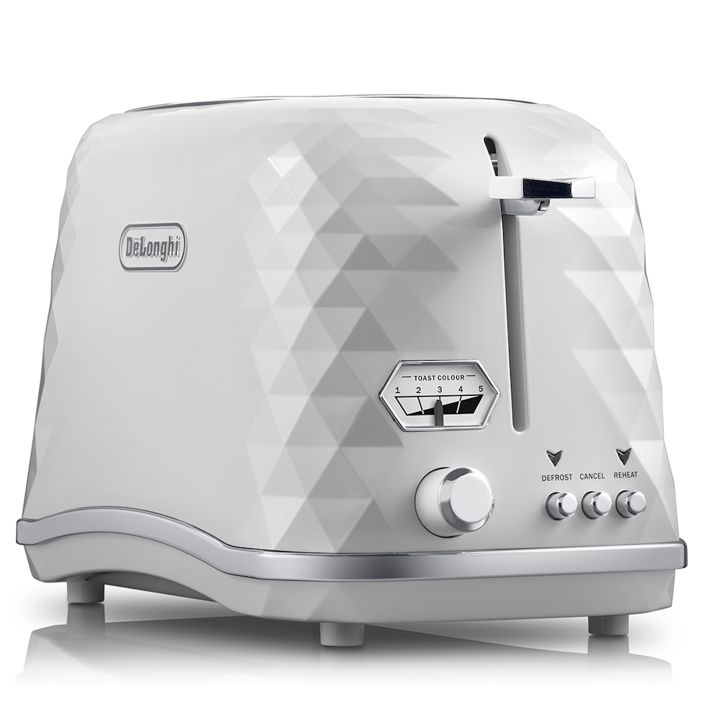 NEW DeLonghi Brillante Two Slice Toaster CTJX2003 White 8004399762213