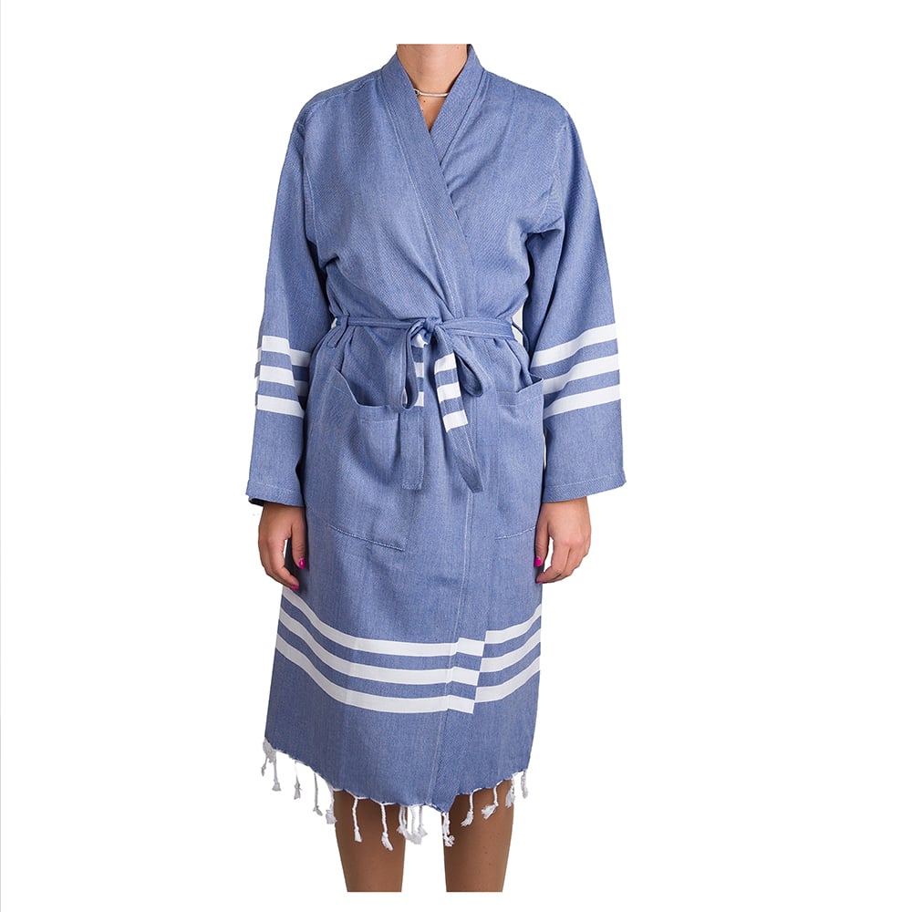 Lalay Cotton Bathrobe Large Royal Blue Peter's of Kensington