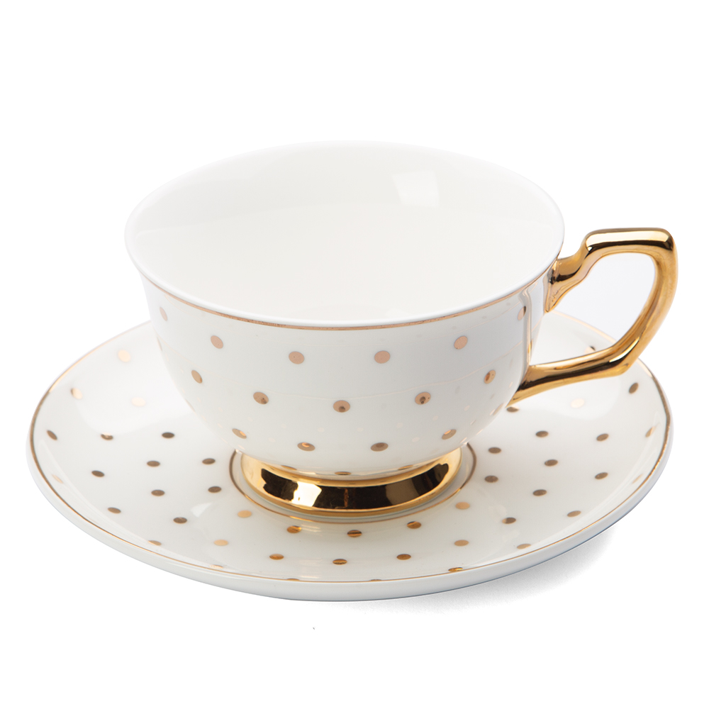 NEW Cristina Re High Tea Teacup & Saucer Ivory Polka Dot eBay