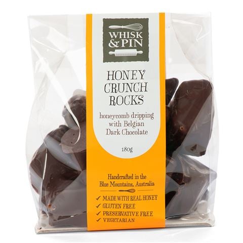 Whisk Pin Honey Crunch Rocks Dark Chocolate 180g Peter S Of Kensington