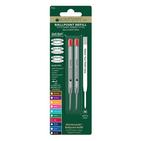 Monteverde - Parker Ballpoint Refill Set w/Medium Point 2pce Red