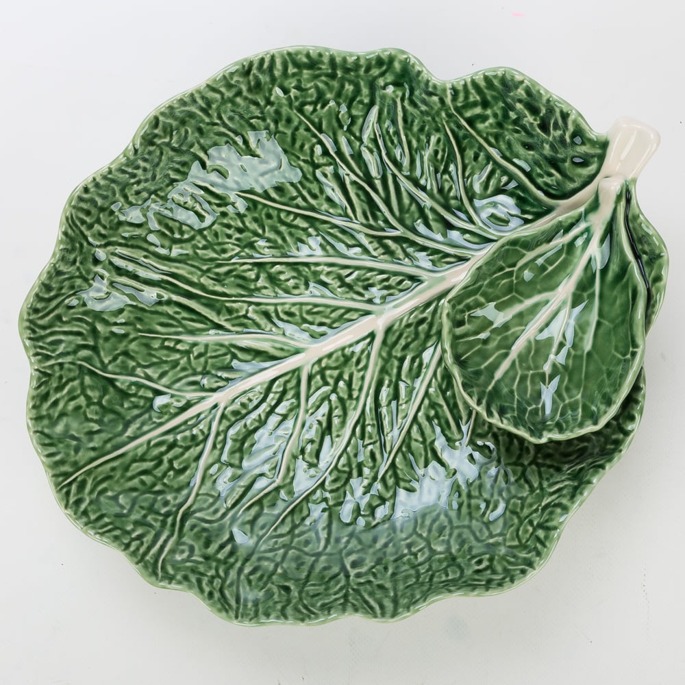 Bordallo Pinheiro Cabbage Green Leaf with Bowl 34cm Peter's of
