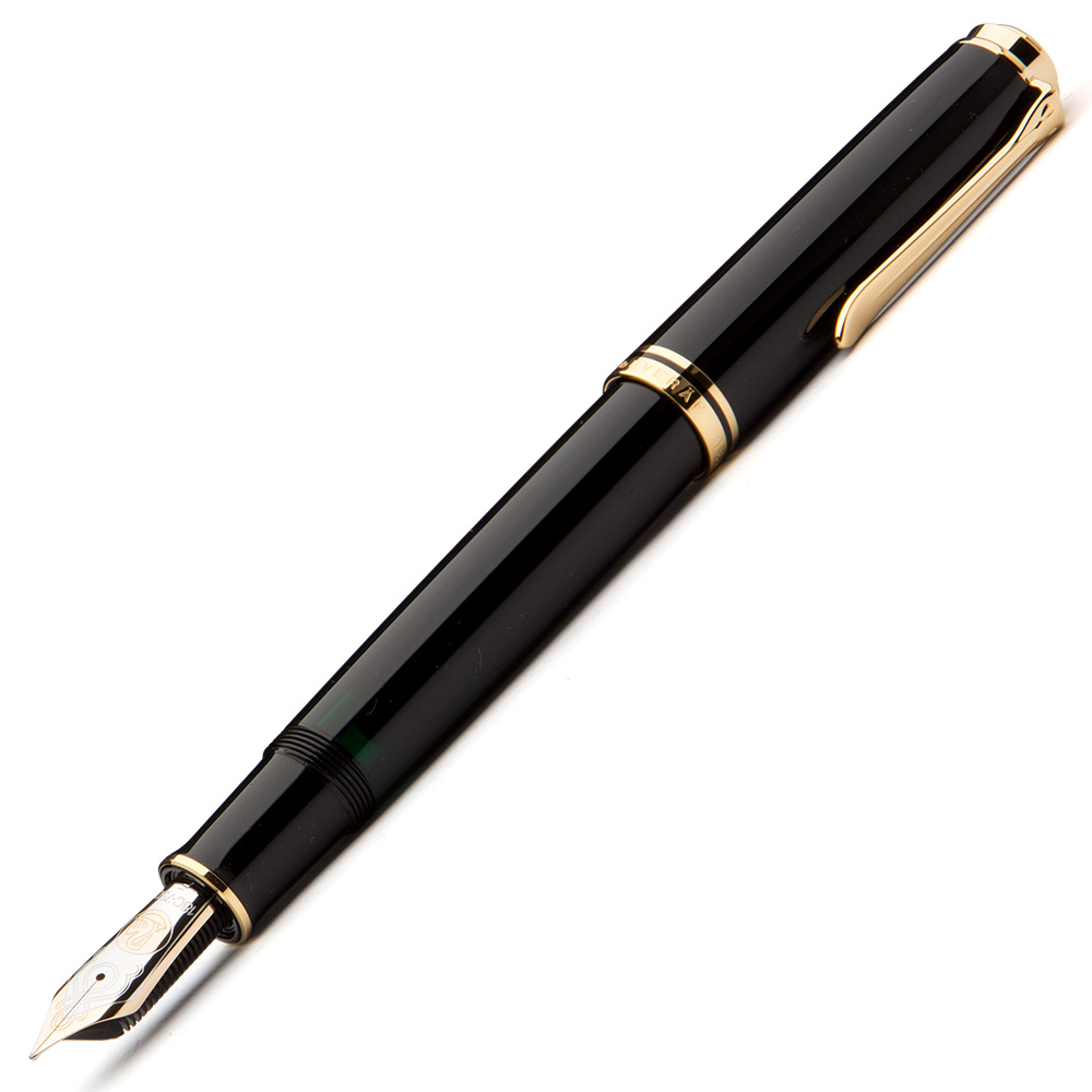 Pelikan 1000 Fountain Pen Fine Nib Black with Gold Trim Peter's of