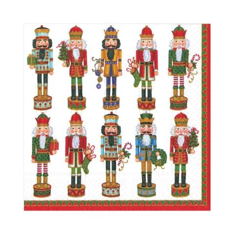 Caspari - Nutcracker Parade Lunch Napkins White 20pce