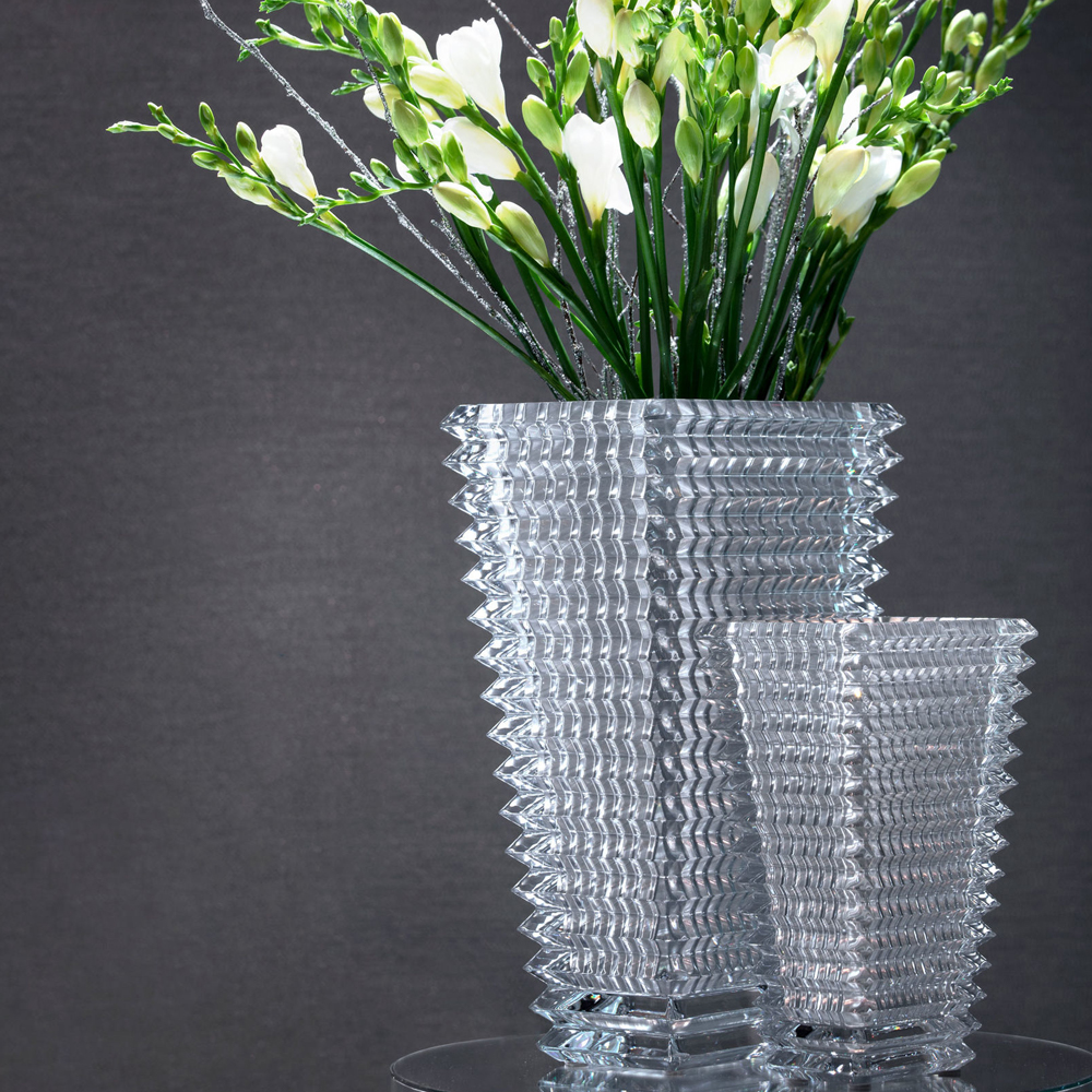 Baccarat Eye Vase Rectangular Small Silver 20cm Peter's of Kensington