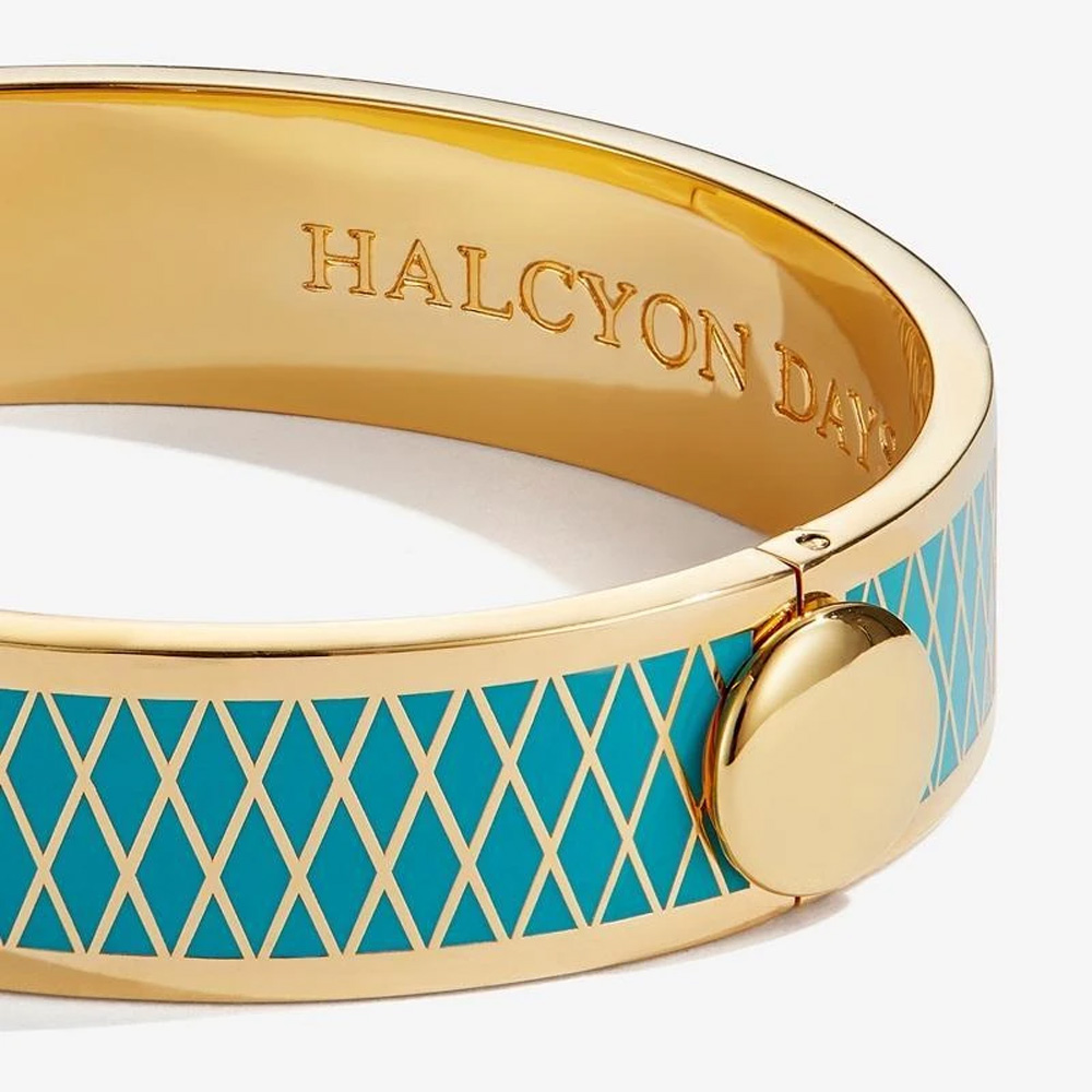 Halcyon Days - Parterre Hinged Bangle Turquoise & Gold | Peter's of ...