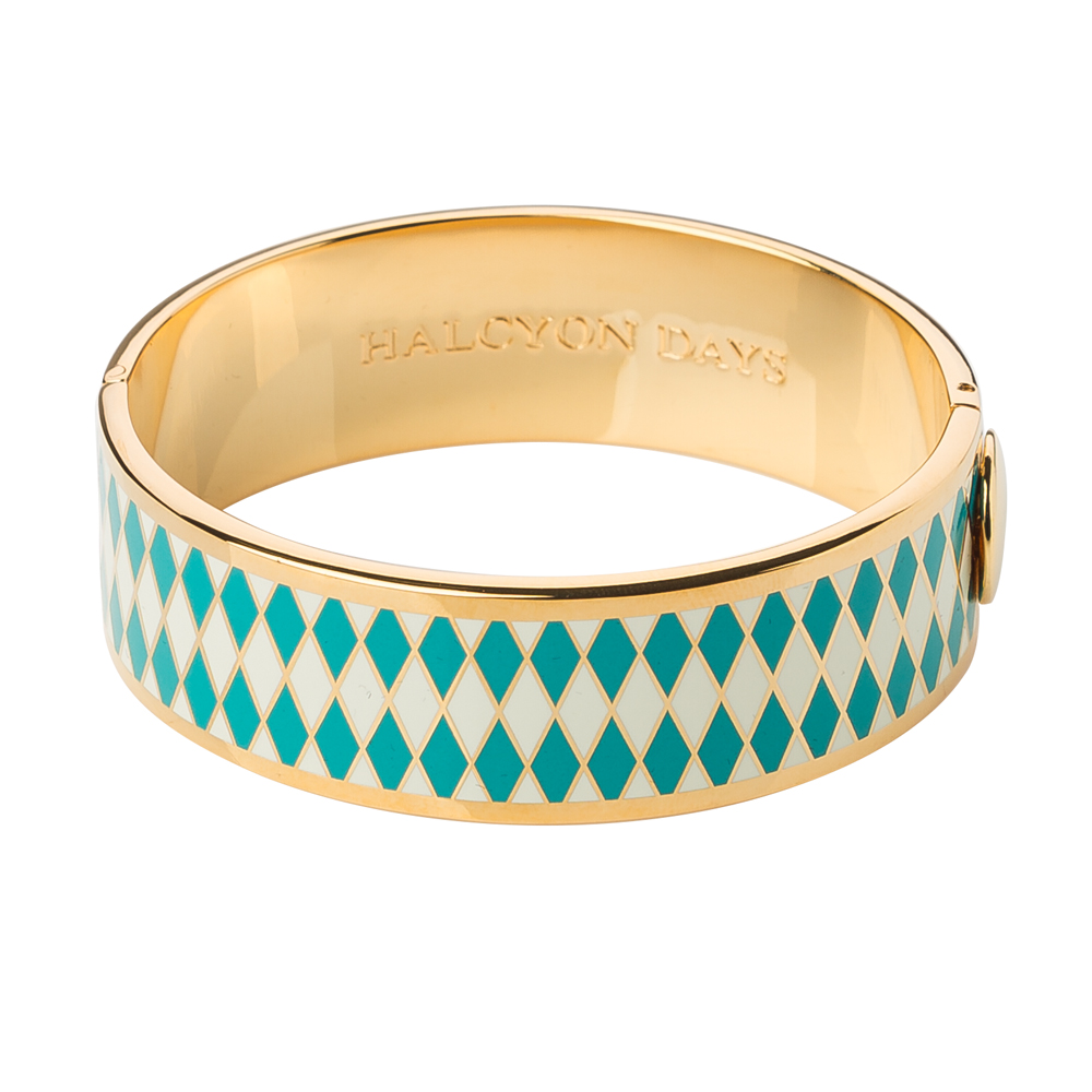 Halcyon Days - Parterre Hinged Bangle Turquoise Cream & Gold | Peter's ...