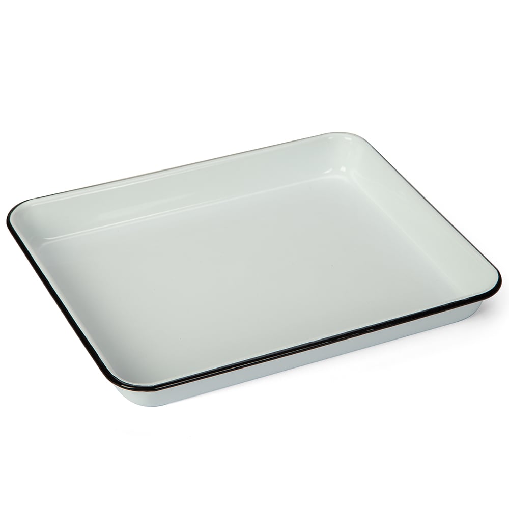 Falcon Enamel Bake Tray Rectangular White & Black 28cm Peter's of