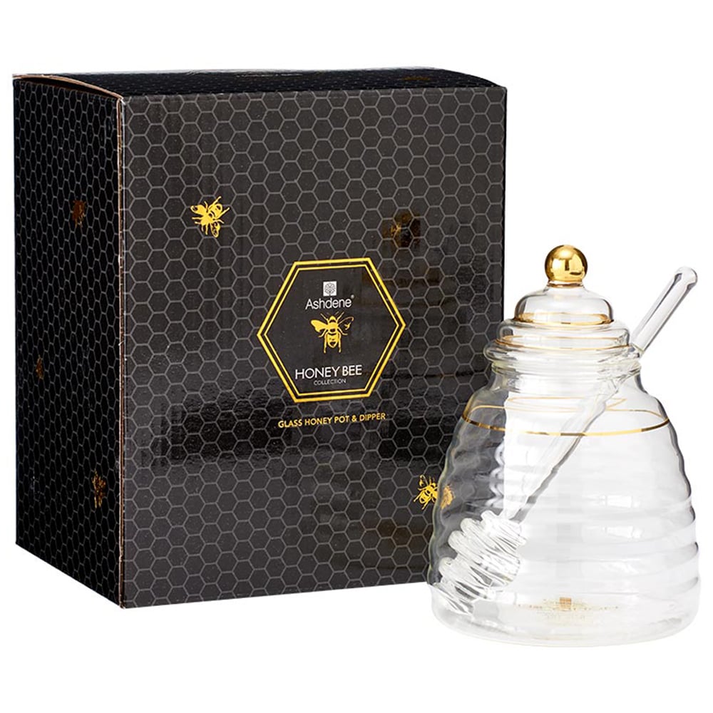Ashdene Honey Bee Glass Honey Pot & Dipper Peter's of Kensington