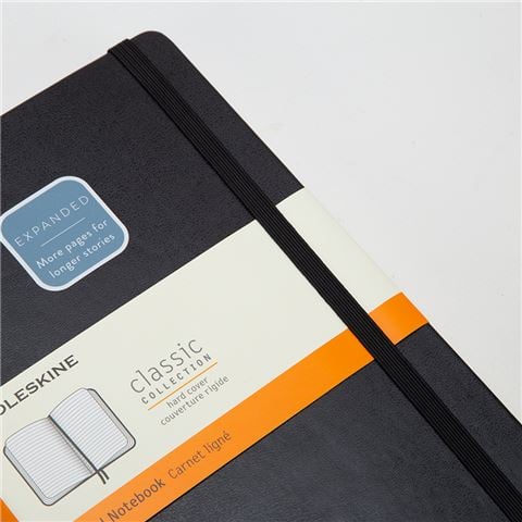 Moleskine - Classic Hard Cover Ruled Notebook Expanded L Blk